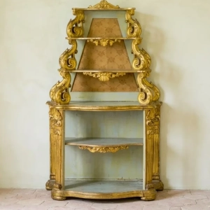 An elaborately carved and gilded Venetian etagere ( book or display stand )