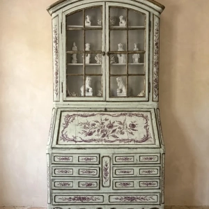 An extremely decorative and rare, double-body secretaire with master furniture makers stamp