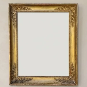 An attractive giltwood mirror. Replacement mirror plate. French Empire period, early 19th century.
