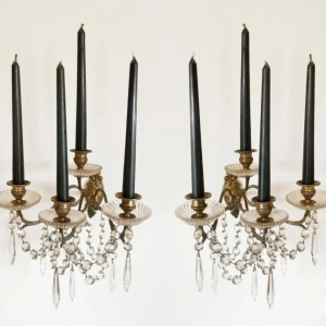 A gorgeous pair of French girandole candle holding wall sconces.