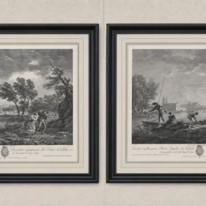 An attractive pair of antique engravings.