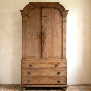 A practical 18th-century Swedish Baroque or Rococo oak cabinet